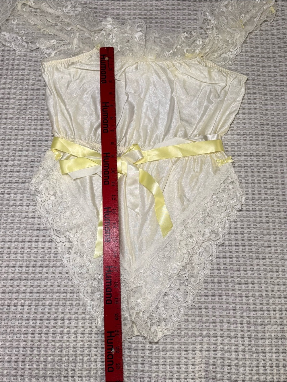 Vintage 80’s Off The Shoulder Teddy Lace Romper Lingerie Ruffles Satin Boudoir - Picture 6 of 7